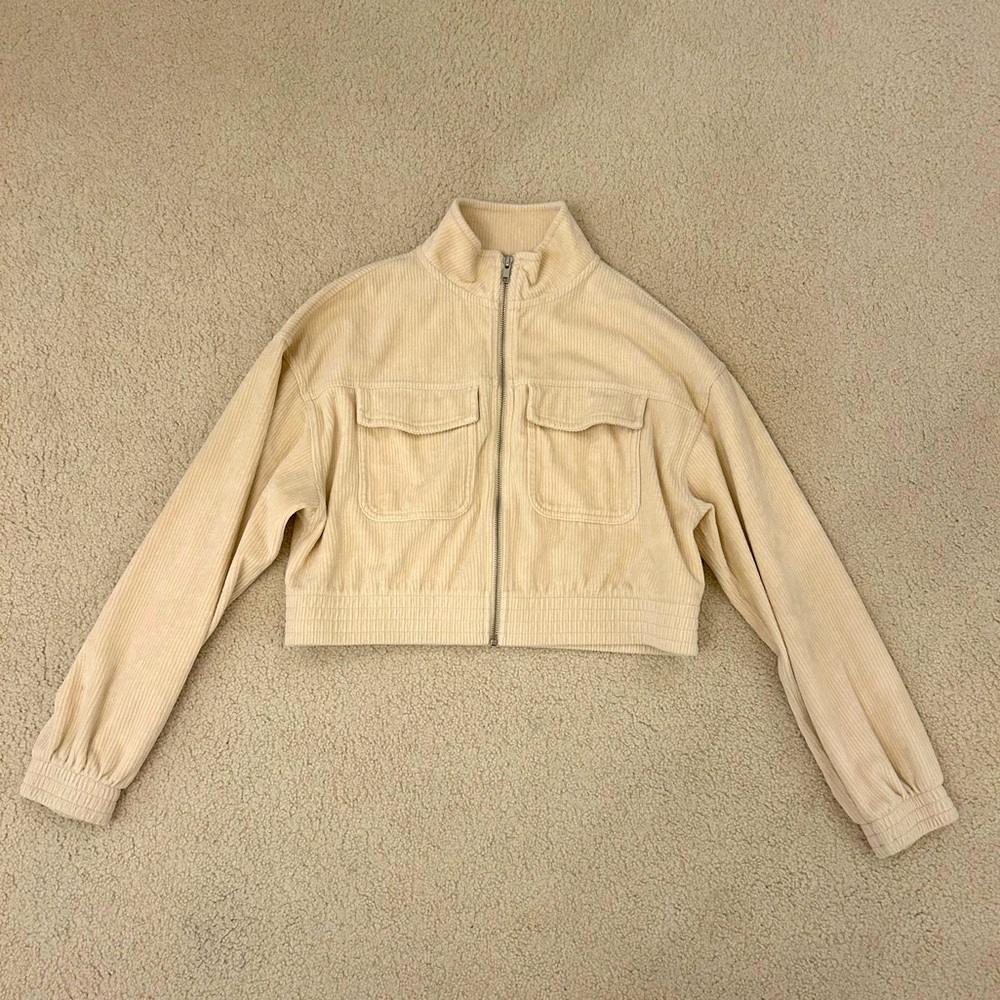 Aerie Cropped Zip Up Jacket